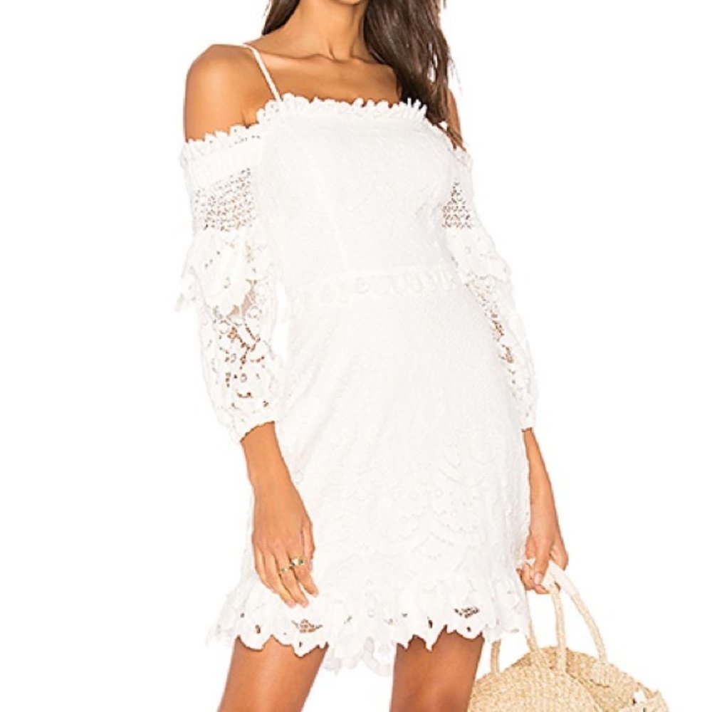 Parker Irma Lace Off the Shoulder Dress in White Size 8